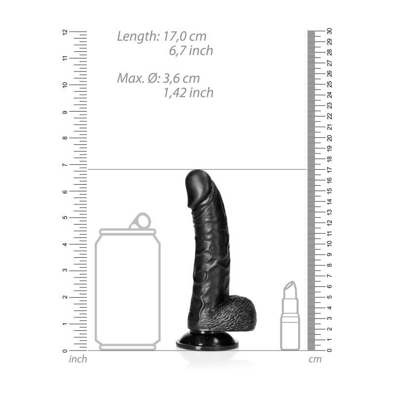 RealRock Curved Realistic Dildo with Balls and Suction Cup - 6" / 15,5 cm