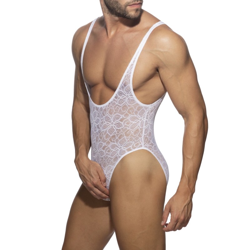 Addicted AD1115 Flowery Lace Bodysuit White