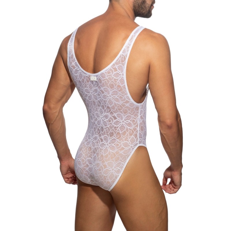 Addicted AD1115 Flowery Lace Bodysuit White