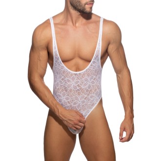 Addicted AD1115 Flowery Lace Bodysuit White