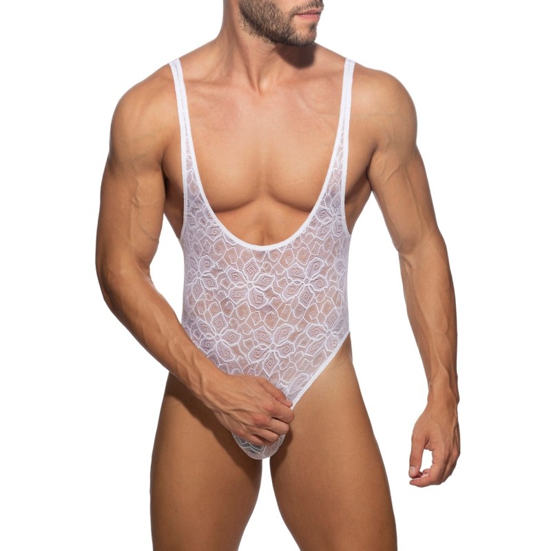 Addicted AD1115 Flowery Lace Bodysuit White