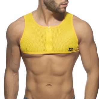 Addicted AD998 Mesh-Zip Crop Top Yellow