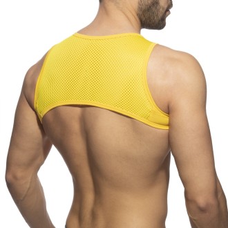 Addicted AD998 Mesh-Zip Crop Top Yellow