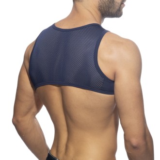 Addicted AD998 Mesh-Zip Crop Top Navy