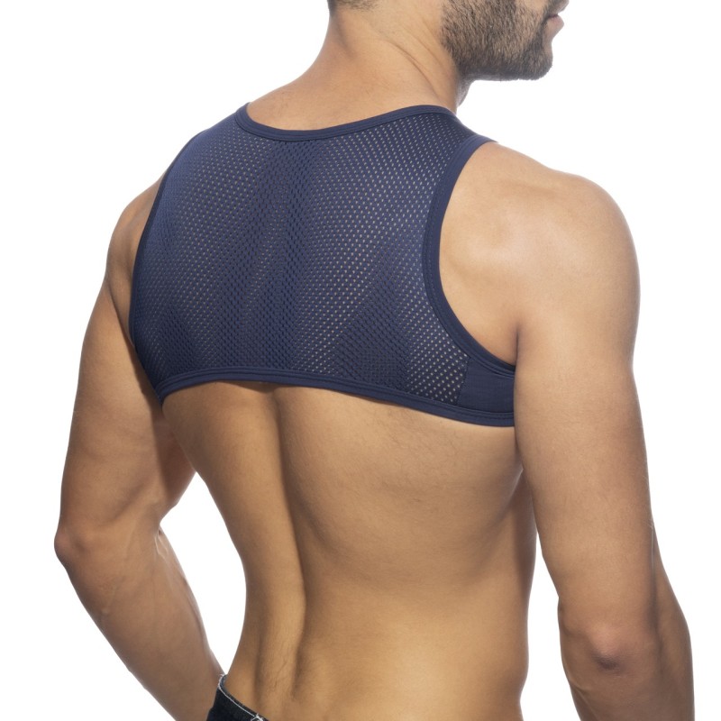 Addicted AD998 Mesh-Zip Crop Top Navy