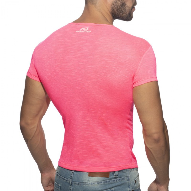 Addicted Thin Flame T-Shirt Neon Pink  | BiBo Fashion
